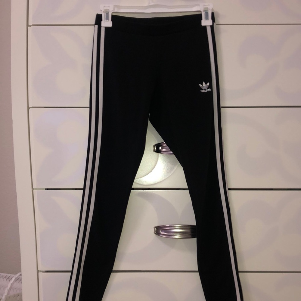 Black and White Strip Adidas Leggings